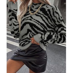 Zebra print knit sweater